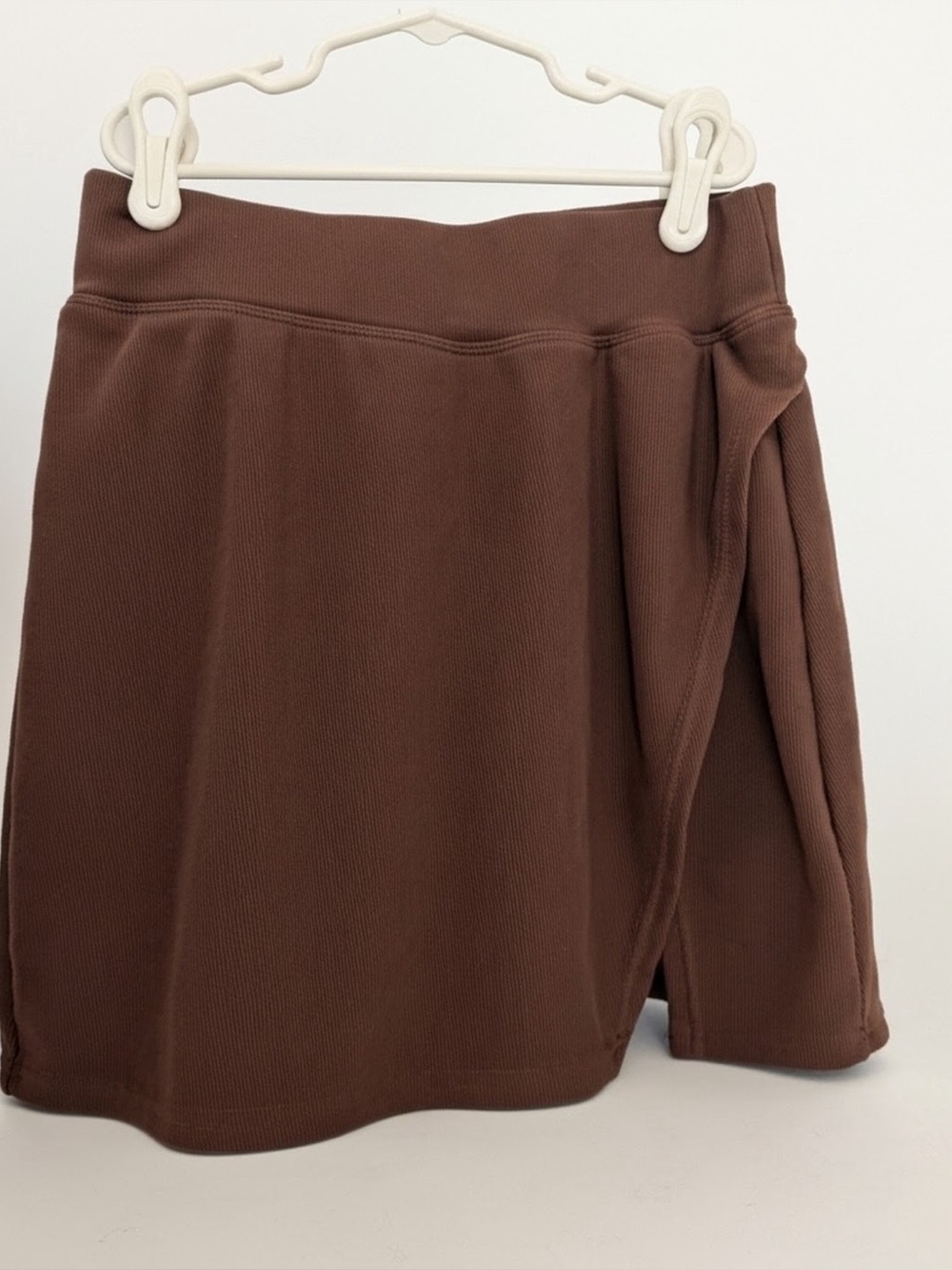 Move Theology Ribbed Tennis Skirt Espresso Brown Built In Shorts Skort S